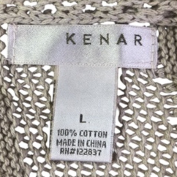 NWT Kenar Tan Open Front Rolled Collar Back Split Relaxed Fit  Cardigan Size L - Picture 7 of 8